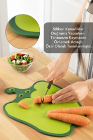 Resim ÖYKÜ VE YİĞİT Dolma Biber Figürlü Kaydırmaz Kesme Tahtası Doğrama Panosu 
