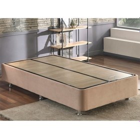 Resim Nironyatak Niron Ela Baza -120X200 Cm Tek Kişilik Sandıklı Sütlü Kahve Kumaş 