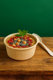 Resim Ekolojik Ambalaj Doğa Dostu Çok Amaçlı Kapaklı 300cc Kase ve Kaşık Seti – 10 ar Adet Kapaklı Kase ve Kaşık | Aşure-Ta 