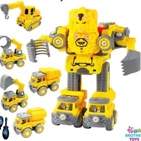 Resim Brother Toys Sök Tak Birleşip Robot Olan 5 Adet Kırılmaz Iş Makinesi Söktak Oyuncak 