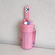 Resim Shun Shop Göz Termos Kupası, Çift Içecek Kayışı Su Kupası, Iyi Görünümlü Öğrenci Spor Kupası, Dışarı Çıkarken Uygun Seyahat Kupası (Yurt Dışından) 