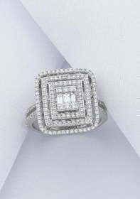 Resim 0.73 Karat Baget Pırlanta Yüzük G-h Vs / 3 Sıra Beyaz 