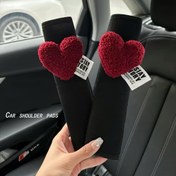 Resim Lüks Kalp Şeklinde Araç Koltuğu Kemeri Pedleri - Araç Güvenliği için Rahat Tüm Mevsim Polyester Elyaf Omuz Askısı Yastıkları 