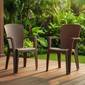 Resim Evdemo Side 2'li Rattan Sandalye Cappuccino 
