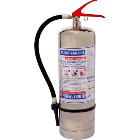 Resim 6 kg Kuru Kimyevi Tozlu Krom Nikelaj Yangın Söndürme Tüpü 4 Yıl Garantili Faturalı Yeni Üretim - Mavi 