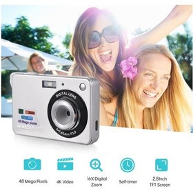 Resim Leezsing Dijital Kamera Video Kamera Video Kamera 48mp 2.8 İnç Tft Ekran Otomatik Odaklama 16x Dijital Zoom Gümüş 
