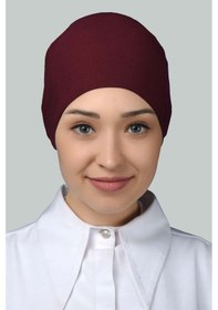 Resim Altobeh Kadın Pratik Dikişsiz Bağcıklı Kaymayan Tesettür Penye Bone - Bordo 