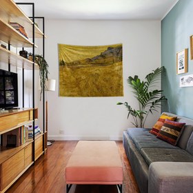 Resim Orakçı ve Güneş ile Buğday Tarlası Duvar Örtüsü - 100 cm x 135 cm 