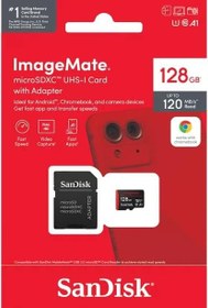 Resim SanDisk Adaptörlü 128GB ImageMate microSDXC UHS-1 Hafıza Kartı - 120MB/s, C10, U1, Full HD, A1 Micro SD Kart - SDSQUA4-128G-AW6KA 
