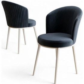 Resim Canisa Risa Serisi 1 Adet Antrasit Mutfak Sandalyesi Beyaz Metal Ayak 1.sınıf Babyface Kumaş Antrasit Sandalye Beyaz Ayak 