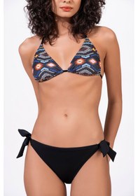 Resim Endeep Kadın Geometrik Dokulu Desenli Üçgen Bikini Takımı Siyah 