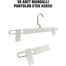 Resim Pantolon Etek Askısı Plastik Abs 30 Cm Yüksek Kalite Mandallı Askı 50 Adet Diğer 