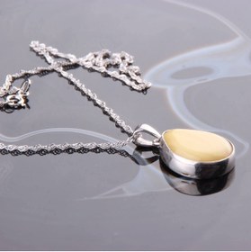 Resim Alp Doğal Taş Kehribar (fosilleşmiş Çam Reçinesi) Gümüş Kolye Ucu -m357 
