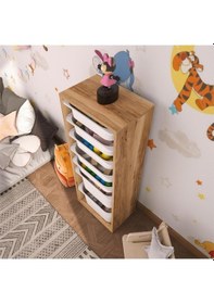 Resim Pratico Zola 7 Sepetli Dolap Tropik Ceviz Oyuncak Dolabı Ceviz - Beyaz 