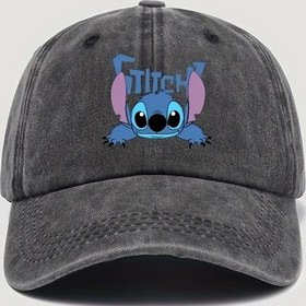 Resim Disney Stitch Beyzbol Şapkası, Karikatür Tasarımıyla Ayarlanabilir Güneş Şapkası, Doğum Günleri ve Tatiller için Mükemmel Hediye, Açık Hava | Eğlenceli Tasarım | Polyester Şapka 