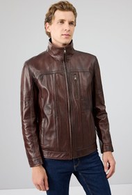 Resim Bruno Erkek Kahverengi Deri Ceket - Kahverengi / 3XL 