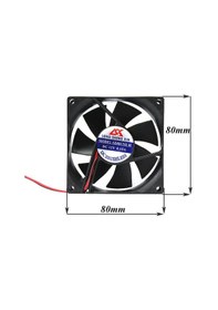 Resim 8Cm Kasa Fanı Siyah 80 x 80 x 25Mm Kasa Soğutucu Fan Sessiz 