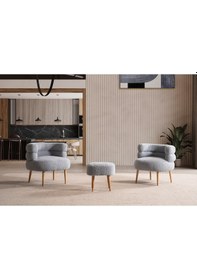 Resim Barel Özel Tasarım Çay Seti Koltuk Takımı,berjer Ve Puf Ofis Balkon Cafe Bahçe Salon Mobilyası 3 Lü Takım Gri Gri 