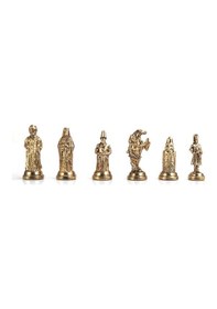 Resim Gifthome Büyük Boy Metal Osmanlı-bizans Satranç Takımı Parlak Ve Rustik Desenli Sandıklı Mdf Tahtası 36x36 Cm. 