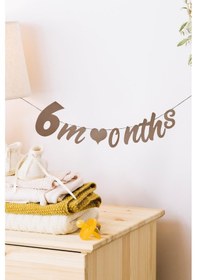 Resim Elyazılı 6 Months Yarım Yaş Kraft Retro Banner Süs Standart 