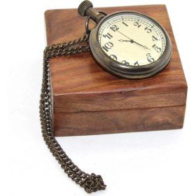 Resim İlk El Grup Ahşap Kutulu Pirinç Köstekli Saat 16155 