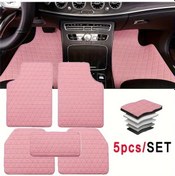 Resim Topnotch Leather Car Mats 5 Parça Pu Deri Oto Zem Halısı Black Blue Evrensel Basit Tasarım 