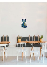 Resim Mavi Kedi Figürlü Askılı Dekoratif Duvar Süsü Nazarlık 