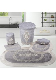 Resim Exclusive Gri 6 Prç Banyo Kirli Çamaşır Sepeti Ve Paspas Seti Gri 