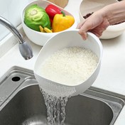 Resim 1 adet Modern Plastik Mutfak Süzgeç Sepeti - Meyve, Sebze, Pirinç ve Tahıl için Çok Amaçlı Gıda Süzgeci - Kolay Yıkama ve Saklama için Dayanıklı Delikli Tasarım - Domates, Biber ve Soğan gibi Taze Ürünler İçin Mükemmel, Sebze Yıkama Sepeti 