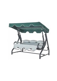 Resim Salvia 3 Kişilik Bahçe Balkon Teras Salıncağı - Yeşil Çizgili Yeşil 