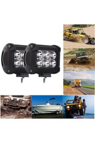 Resim Oto Çizgi Off Road Lamba Projektör 6 Led Işık Beyaz Metal Kasa Aparatlı 