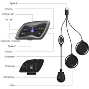 Resim T6 Plus Motosiklet Kaskı İnterkom 1500m Menzil Bt5.1 Eller Serbest 