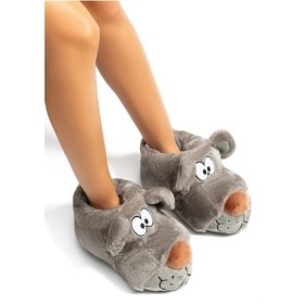 Resim Twigy Fibert Kadın,Garson Boy Hayvanlı Panduf Gri 36/41 EE0523 Gri 