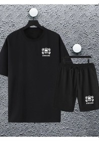 Resim Adrift Macklin Unisex Kadın Erkek Gym King Baskılı Oversize Tshirt Ve Şort Eşofman Takımı Macklingym Siyah 
