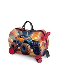 Resim Coral High Kids Turuncu High Wheels Truck Desenli Otur-çek Çocuk Valizi 16365 Turuncu 