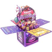 Resim Renkli 3d Üç Boyutlu El Yapımı İçi Boş Kağıt Oyma Doğum Günü Kartı Mor 