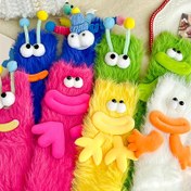 Resim 1 Çift Rahat & Sevimli 3D Karikatür İfade Peluş Tüylü Çorap - Kalın, Yumuşak Polyester Karışımı ve Elastan, Sonbahar & Kış Sıcaklığı için Renkli Canavar Tasarımı 