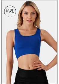 Resim Kadın Saks Mavi Sporcu Sütyeni Pedli Likralı Su Sporları Koşu Fitness Dans Sportsbra Saks Mavi 