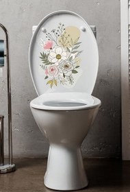Resim Soft Renkli Bahar Çiçekleri Temalı Banyo Klozet Sticker ECH142 