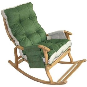 Resim Enda Home Mosso Çift Minderli Ahşap Sallanan Sandalye Tv Baba Koltuğu Dinlenme Koltuğu Yeşil - Krem 