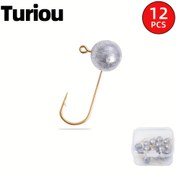 Resim Turiou Ağırlıklı Balıkçılık Kancaları 12'li Set, Kurşun Jig Başları, Gri Yumuşak Yem Kancaları, 8# Boyut Çeşitli Paket (0.01oz, 0.03oz, 0.05oz, 0.07oz, 0.12oz, 0.18oz) 