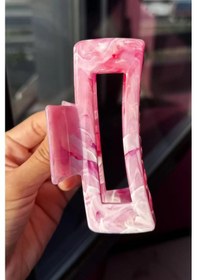 Resim Caş Dekorasyon Pembe Renk Mermer Desenli Kemik Mandal Toka Pembe 