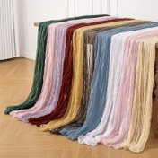 Resim 1 adet Kırışık Kumaş Masa Koşucusu Polyester Bohem Tarzı Peynir Bezi, Düğün Partisi, Çocuk Duşu Doğum Günü Ev Dekorasyonu için Uygun 