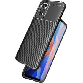 Resim M.TK Moveteck Xiaomi Redmi Note 11 Pro 5g Kılıf Kamera Lens Korumalı Karbon Silikon Parmak Izi Yapmaz 