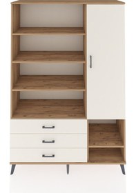 Resim Hyperion Dolap 9 Raflı 3 Çekmeceli Tek Kapaklı 132x44x195 Çam-aytaşı/aytaşı Aytası/aytası 