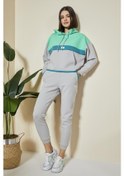 Resim Tommy Life Taş Kapüşonlu Pamuklu Renk Bloklu Kadın Eşofman Takım - 95327 Taş 