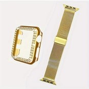 Resim Sunshine022 Lüks İwatch 38mm Altın Kasa Ve Elmas Kaplama Korumalı Bilezik 