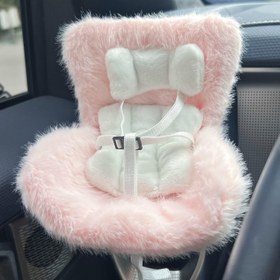 Resim Araba Gösterge Paneli Süsü Yumuşak Peluş Koltuk Minderi ve Hava Menfezi Klipsli, Sevimli ve Pratik Gizem Kutusu Bebek - Labubu Pembe Araba Aksesuarları için Dekorasyon 