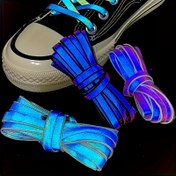 Resim 1 Çift Holografik Yansıtıcı Ayakkabı Bağcıkları, Düz Renkli Renk Değiştiren Ayakkabı Bağcıkları Sneaker Kaykay Ayakkabıları İçin 