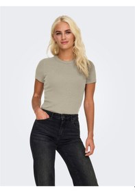 Resim Only Onlval S/s O-neck Top Cc Jrs Kadın Bej T-shirt - O15339774 